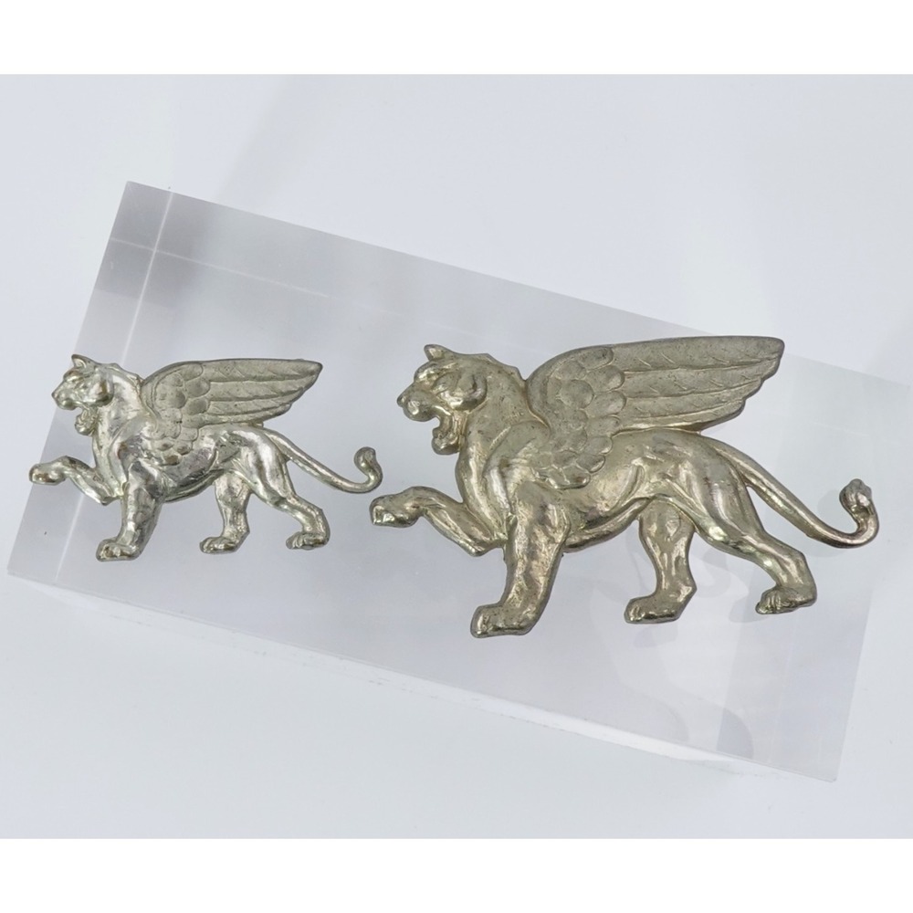 Winged Lion‎ of Venice Brooch Set  Silver Tone Saint Mark Heraldic Mythical